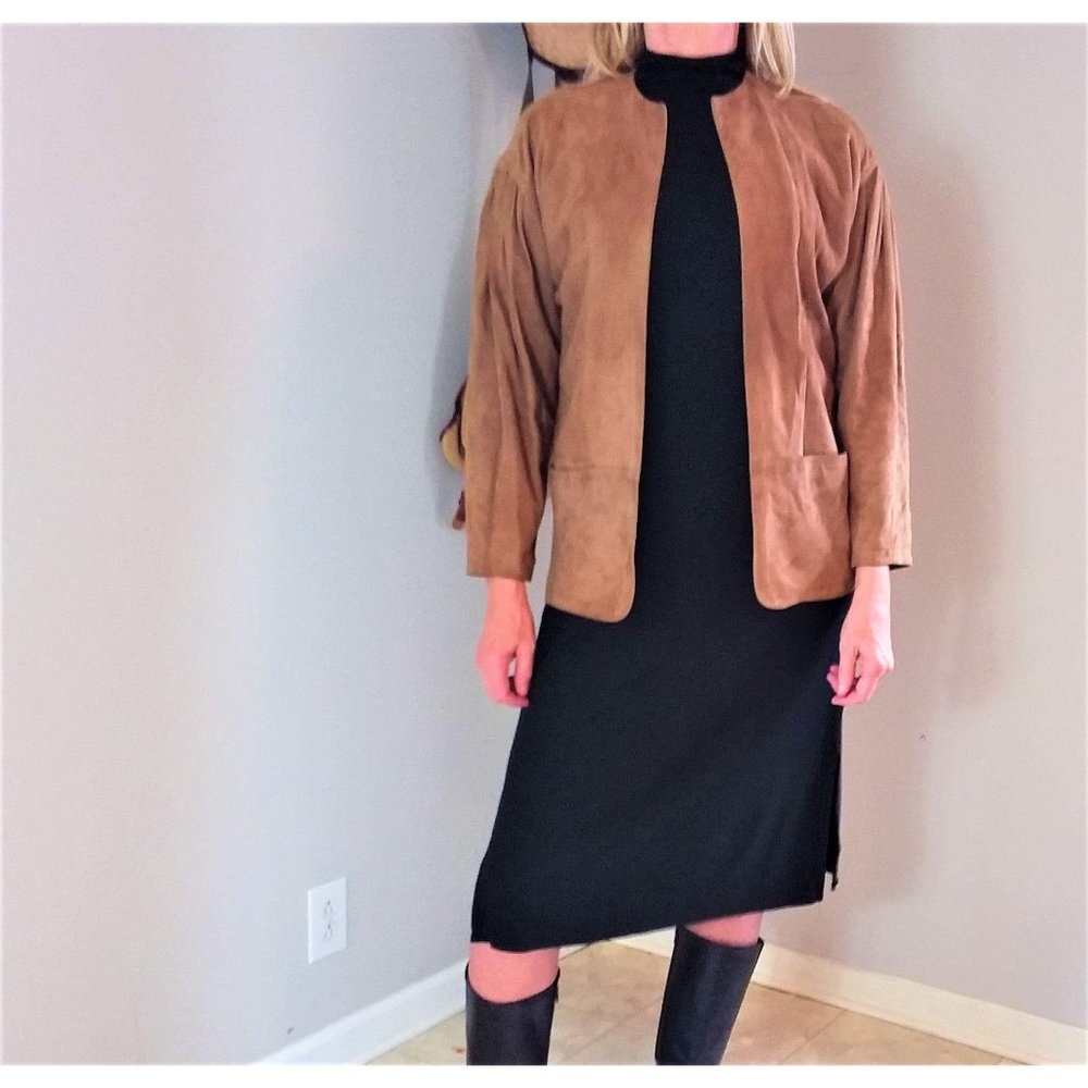 Vintage Brown Suede Blazer Womens Fully Lined - Picture 1 of 8